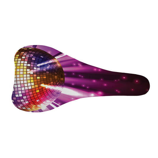 Purple Light Disco Ball Print Bicycle Seat Cover