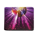 Purple Light Disco Ball Print Bifold Wallet