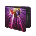 Purple Light Disco Ball Print Bifold Wallet