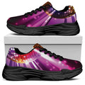 Purple Light Disco Ball Print Black Chunky Shoes