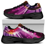 Purple Light Disco Ball Print Black Chunky Shoes