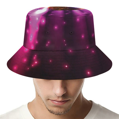 Purple Light Disco Ball Print Bucket Hat