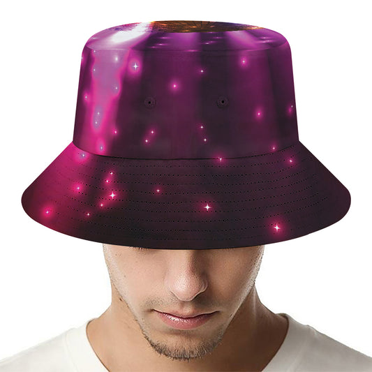 Purple Light Disco Ball Print Bucket Hat