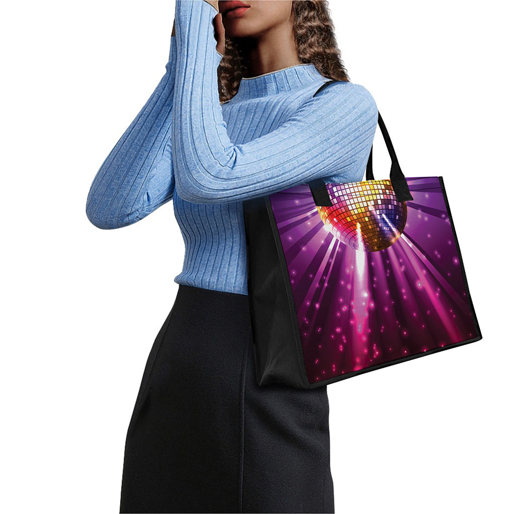 Purple Light Disco Ball Print Canvas Tote Bag