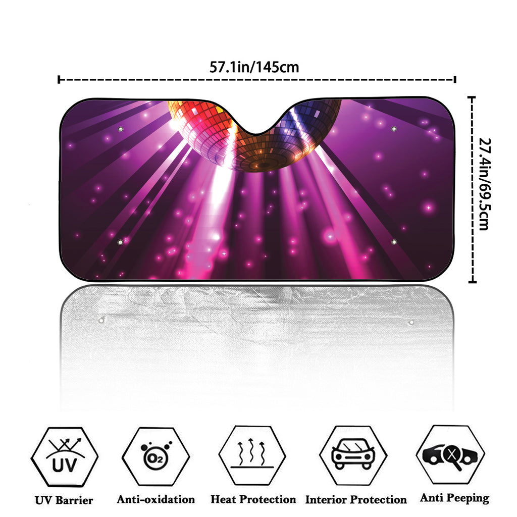 Purple Light Disco Ball Print Car Windshield Sun Shade