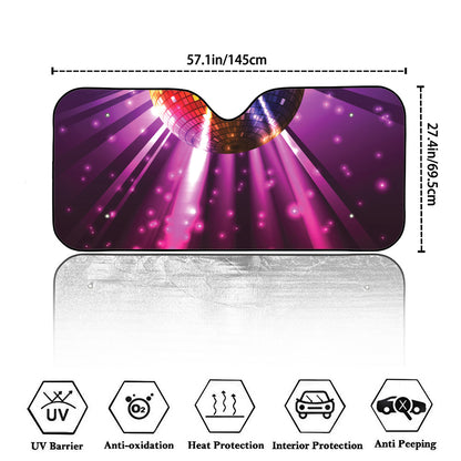Purple Light Disco Ball Print Car Windshield Sun Shade