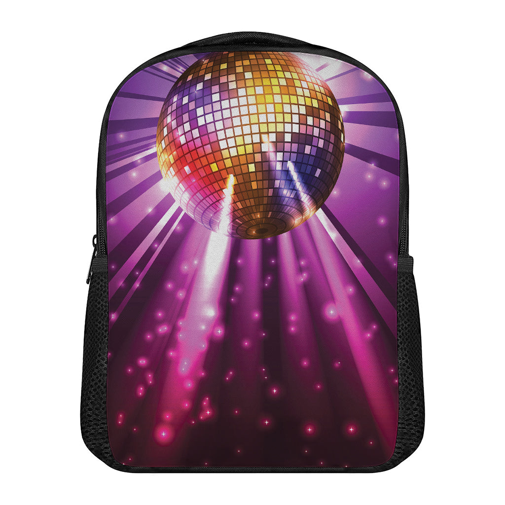 Purple Light Disco Ball Print Casual Backpack
