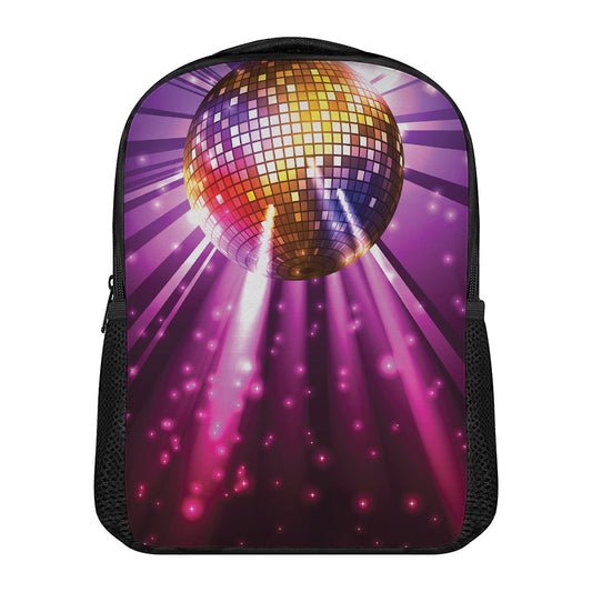 Purple Light Disco Ball Print Casual Backpack