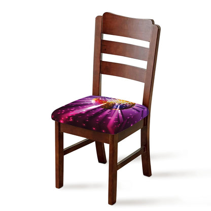 Purple Light Disco Ball Print Chair Cushion Cover