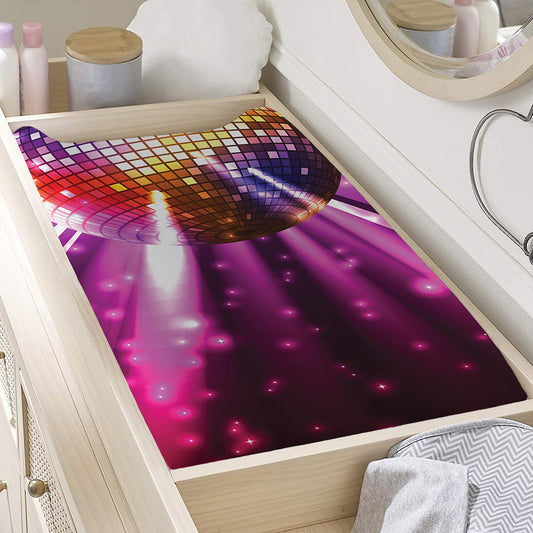 Purple Light Disco Ball Print Changing Pad Cover