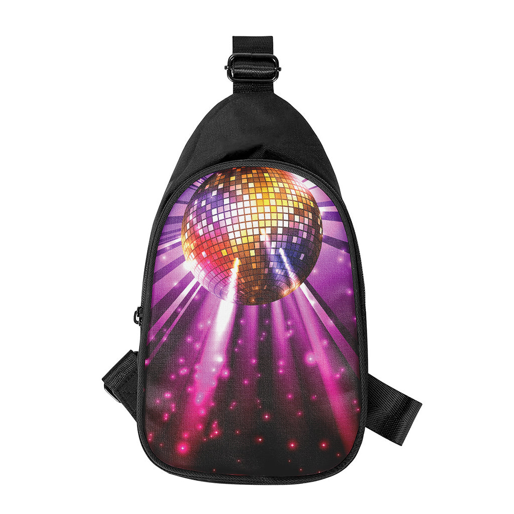 Purple Light Disco Ball Print Chest Bag