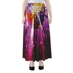 Purple Light Disco Ball Print Chiffon Maxi Skirt