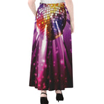 Purple Light Disco Ball Print Chiffon Maxi Skirt