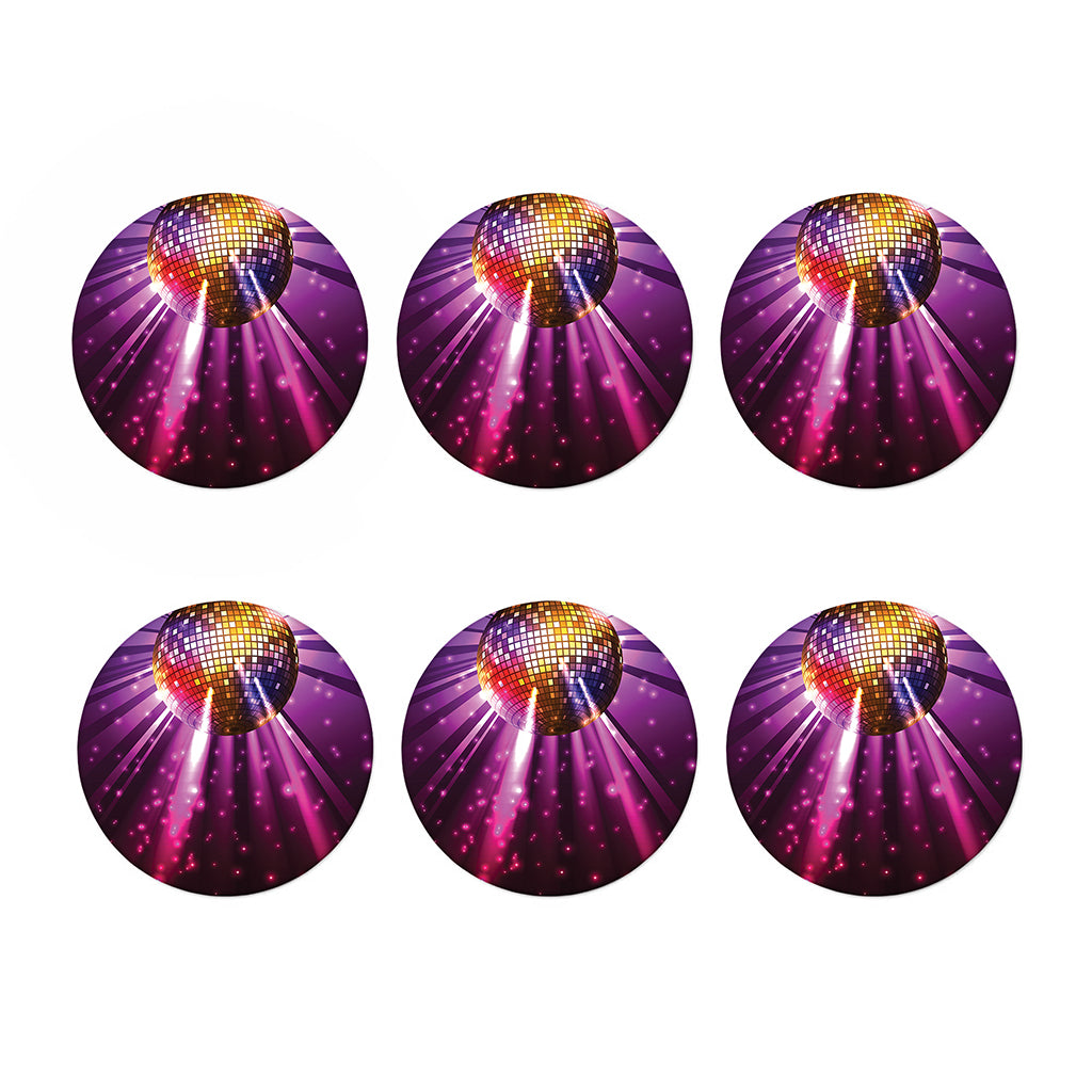 Purple Light Disco Ball Print Coaster Set