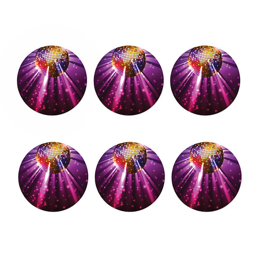 Purple Light Disco Ball Print Coaster Set
