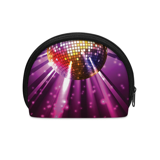 Purple Light Disco Ball Print Coin Purse
