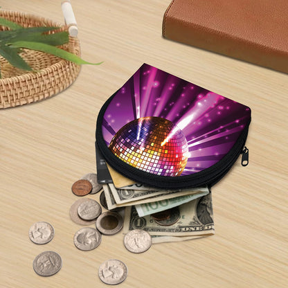 Purple Light Disco Ball Print Coin Purse