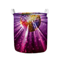 Purple Light Disco Ball Print Collapsible Laundry Basket