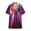 Purple Light Disco Ball Print Cotton Hawaiian Shirt