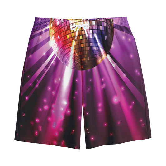 Purple Light Disco Ball Print Cotton Shorts