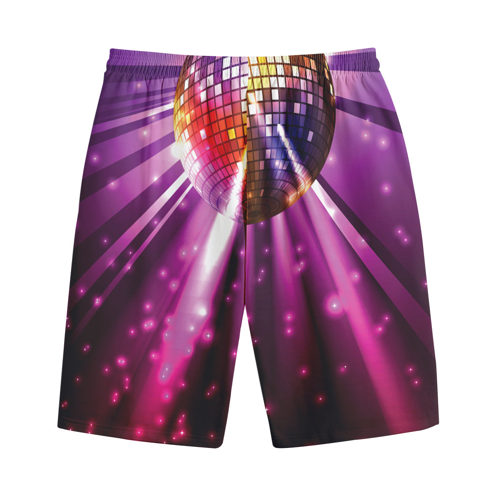Purple Light Disco Ball Print Cotton Shorts