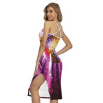 Purple Light Disco Ball Print Cross Back Cami Dress