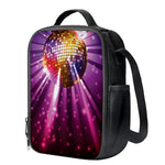 Purple Light Disco Ball Print Crossbody Lunch Bag
