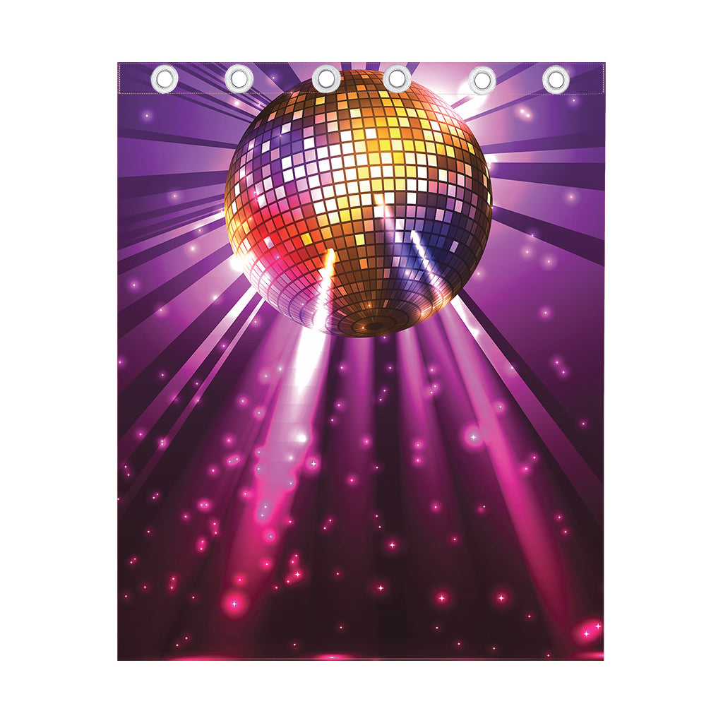 Purple Light Disco Ball Print Curtain
