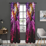 Purple Light Disco Ball Print Curtain