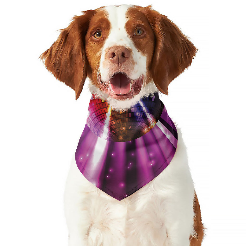 Purple Light Disco Ball Print Dog Bandana