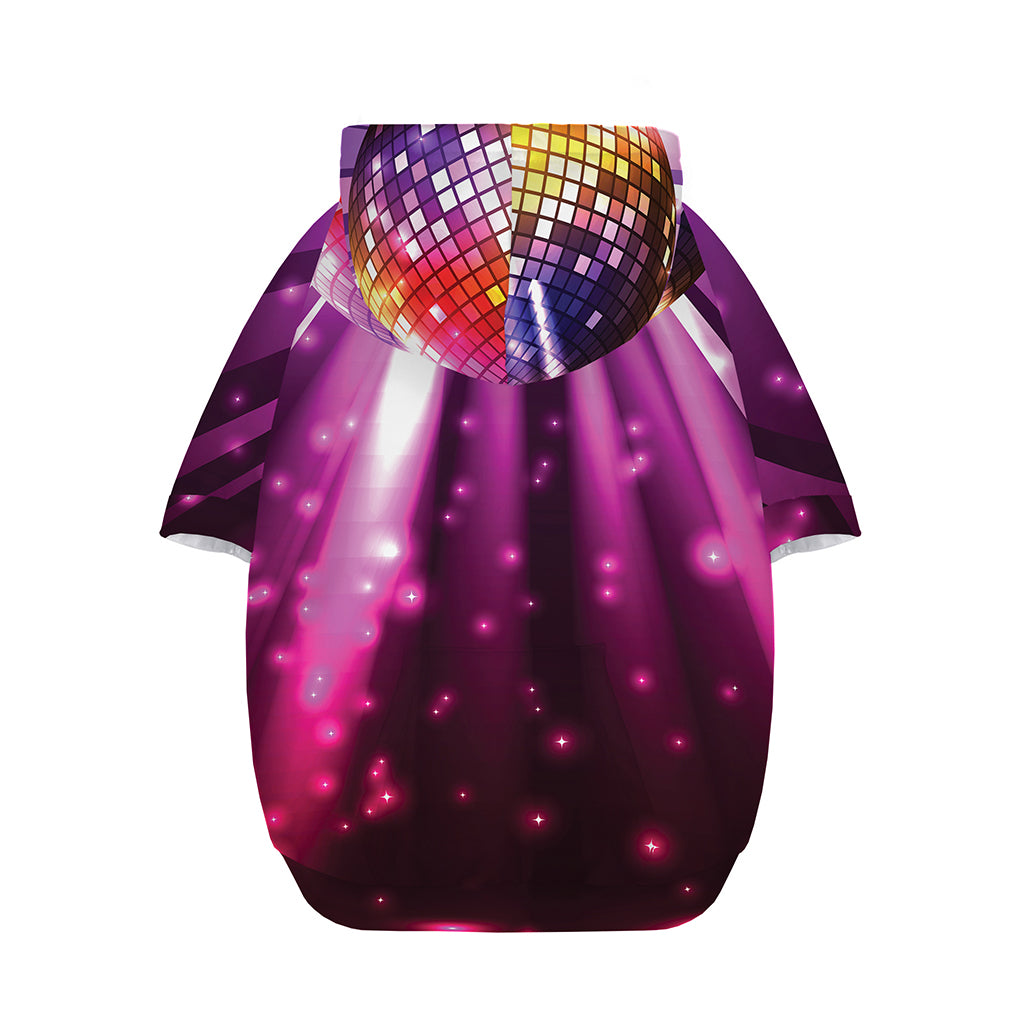 Purple Light Disco Ball Print Dog Zip Up Hoodie