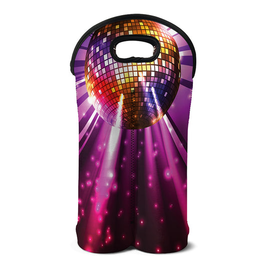 Purple Light Disco Ball Print Double Neoprene Wine Tote