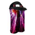 Purple Light Disco Ball Print Double Neoprene Wine Tote