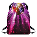 Purple Light Disco Ball Print Drawstring Backpack