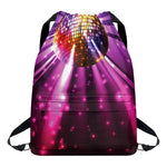 Purple Light Disco Ball Print Drawstring Backpack