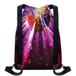 Purple Light Disco Ball Print Drawstring Backpack