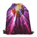 Purple Light Disco Ball Print Drawstring Bag