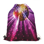 Purple Light Disco Ball Print Drawstring Bag