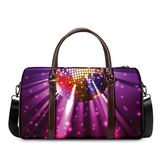 Purple Light Disco Ball Print Duffle Bag