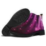 Purple Light Disco Ball Print Flat Ankle Boots