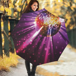 Purple Light Disco Ball Print Foldable Umbrella