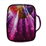 Purple Light Disco Ball Print Front Pocket Bible Bag