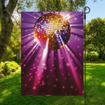 Purple Light Disco Ball Print Garden Flag