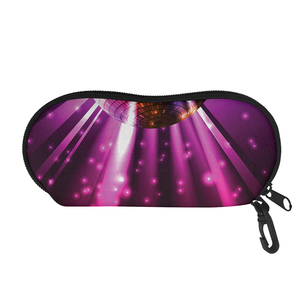 Purple Light Disco Ball Print Glasses Case