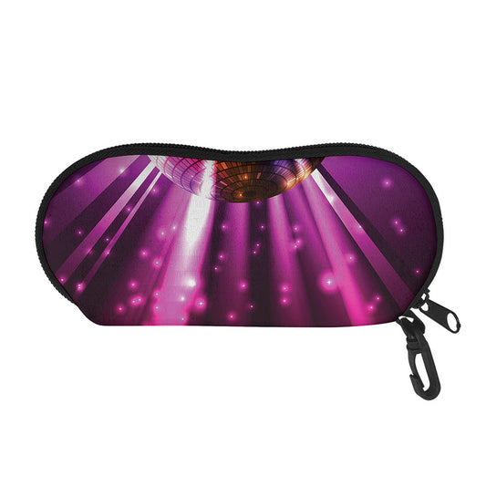Purple Light Disco Ball Print Glasses Case