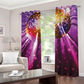 Purple Light Disco Ball Print Grommet Curtains