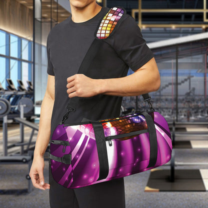 Purple Light Disco Ball Print Gym Bag