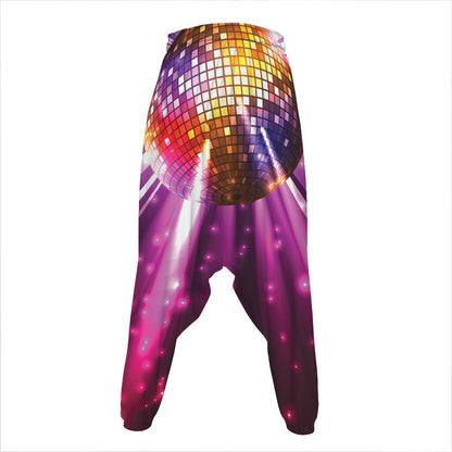 Purple Light Disco Ball Print Hammer Pants