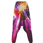 Purple Light Disco Ball Print Hammer Pants