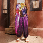 Purple Light Disco Ball Print Harem Pants